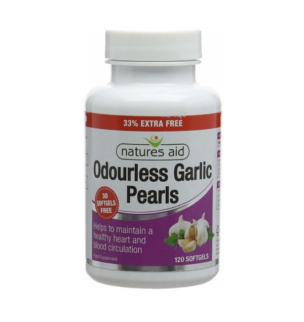 Natures Aid – Garlic Pearls Odorless 120 softgels