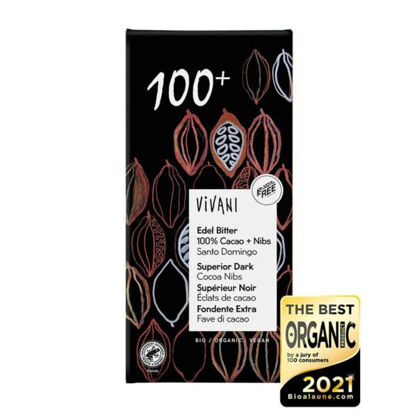 Vivani – Superior Dark 100% with cocoa nibs 80gr