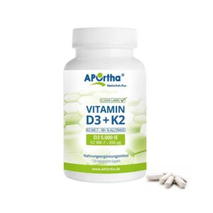 Aportha – Vitamin D3 5’000 IE + K2 120 capsules