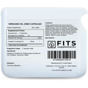 Fits – Oregano Oil 25mg 60 capsules
