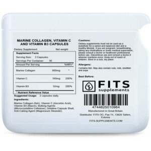Fits – Marine Collagen, Vitamin C & Vitamin B3 60 capsules
