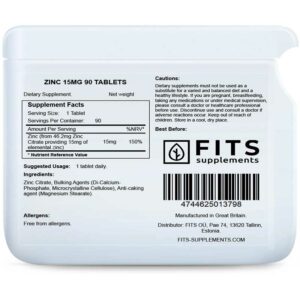 Fits – Zinc Citrate 15mg 90 tablets