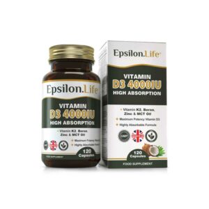 Epsilon.Life – Vitamin D3 with K2, Zinc, Boron and MCT Oil 120 capsules